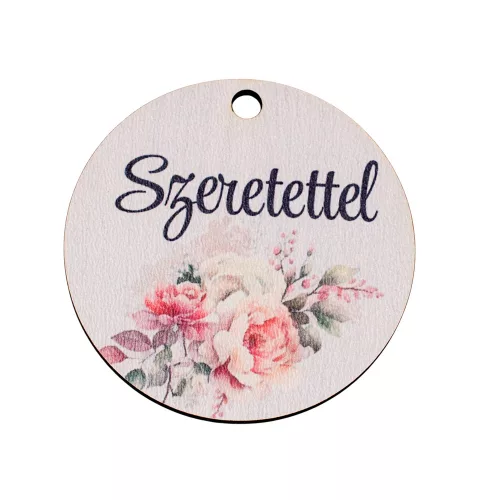 5db. "Szeretettel" feliratos dekor fa tábla 5cm