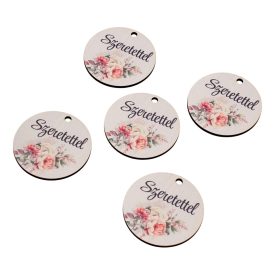 5db. "Szeretettel" feliratos dekor fa tábla 5cm