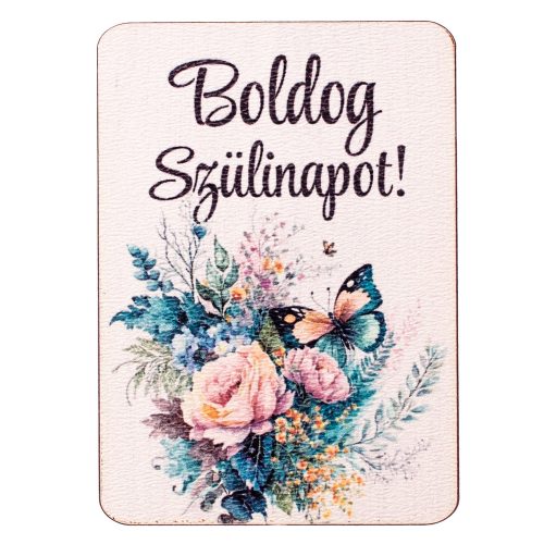 4pcs. "Boldog szülinapot!" inscribed decorative wooden plaque 7 x 5cm