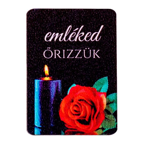 4db. "emléked őrizzük" feliratos, bordó rózsás dekor tábla 7 x 5cm