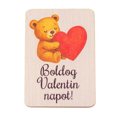 4db. "Boldog Valentin napot" feliratos, macis dekor fa tábla, 7 × 5 cm