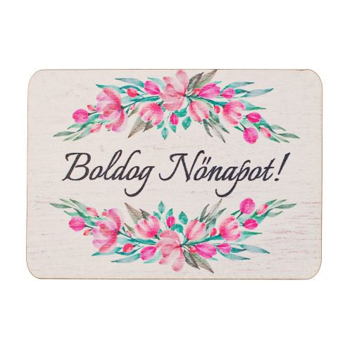 Decorative Plaque Set 4pcs. with "Boldog Nőnapot!" Text, 7 x 5cm