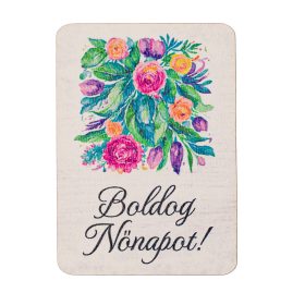   Decorative Plaque Set 4pcs. with "Boldog Nőnapot!" Text, 7 x 5cm