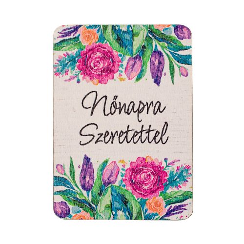 Decorative Plaque Set 4pcs. with "Nőnapra szeretettel" Text, 7 x 5cm