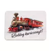 4pcs. "Boldog karácsonyt!" text inscribed wooden plaque with red train motif, 7 x 5 cm