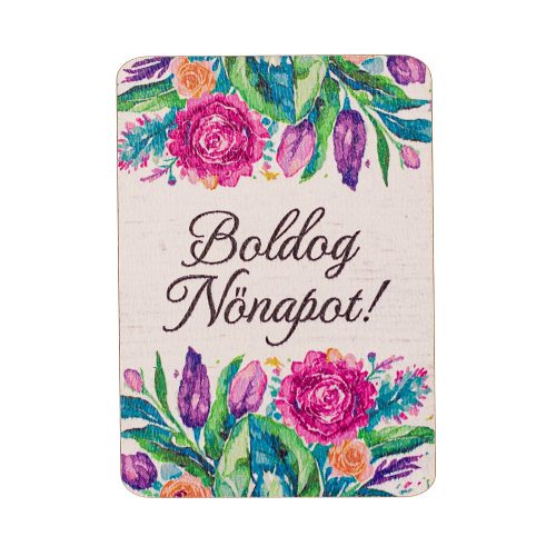 Decorative Plaque Set 4pcs. with "Boldog Nőnapot!" Text, 7 x 5cm
