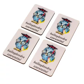   4db. "ballagásodra szeretettel" feliratos dekor tábla 7 x 5cm