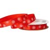 Christmas satin ribbon with snowflake pattern 12mm x 20m - Red