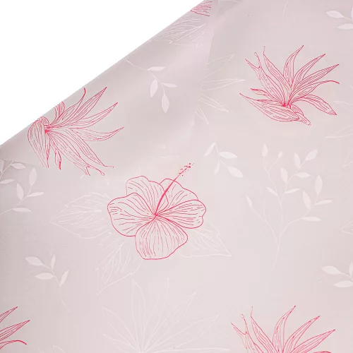 Floral patterned wrapping decorative foil sheet 57cm x 57cm, 20 pcs. - White