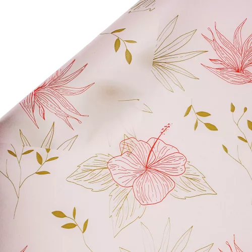 Floral patterned wrapping decorative foil sheet 57cm x 57cm, 20 pcs. - Green