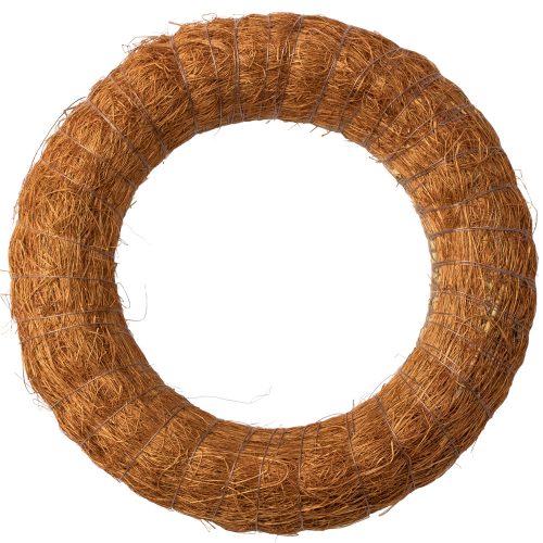 Sisal-covered hay wreath base 15cm/3cm - Brown