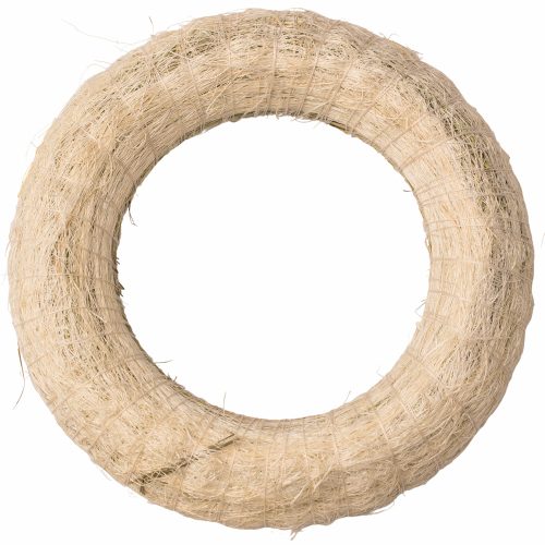 Sisal-covered hay wreath base 15cm/3cm - White