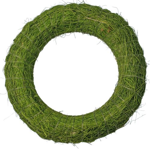 Sisal-covered hay wreath base 15cm/3cm - Green