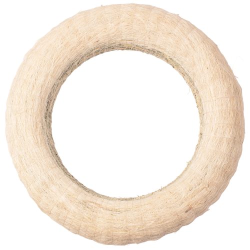 Sisal-covered hay wreath base 25cm/5cm - White