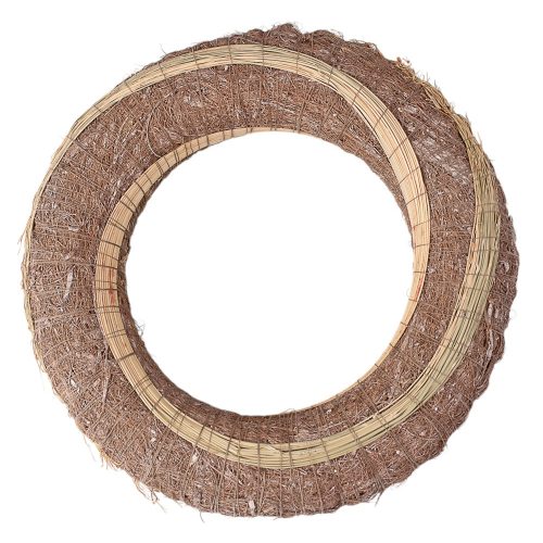 Sisal-covered hay wreath base decorated with millet 25cm/6cm - Green