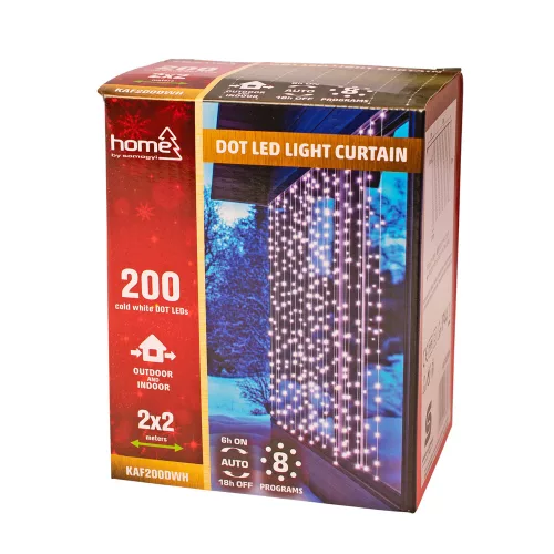 DOT LED-es fényfüggöny, 2x2m, hidegfehér 200 LED