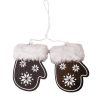 1 pair of furry wooden mittens Christmas tree decoration, 6.5 x 8.5 x 20.3cm - Black/White