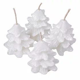   Kicsi fenyőfa, metál adventi gyertya készlet 7 x 5cm - Gyöngyház fehér