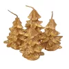 Kicsi fenyőfa, metál adventi gyertya készlet 7 x 5cm - Arany