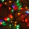 LED fényfüzér 8m, 100 db színes LED, állófényű, zöld vezetékkel, hálózati adapterrel, beltéri használatra