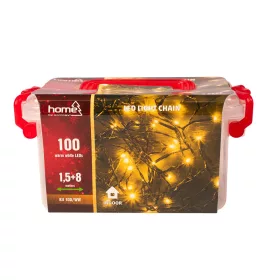 LED-es beltéri fényfüzér, 8 + 1.5m, melegfehér, 100 LED