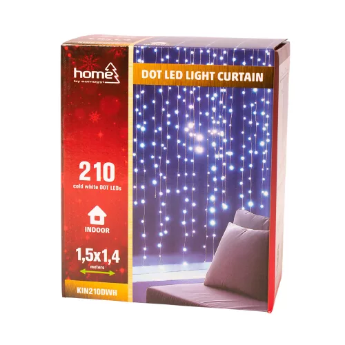 DOT LED-es fényfüggöny, 1,5x1.4 m + 3m, hidegfehér