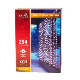 DOT LED-es fényfüggöny, 2 x 1.4 m + 5m, hidegfehér