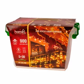   LED fényfüggöny 30m, 900 db melegfehér LED, 8 fényprogrammal, fehér vezetékkel, hálózati adapterrel, kül- és beltéri használatra