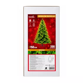   LED-es műfenyő 150 cm, 200 db melegfehér LED, 8 fényprogrammal, 3D+2D tűlevelekkel, fém talppal