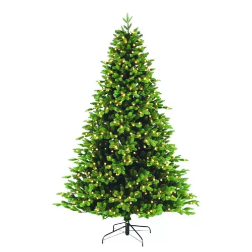 LED-es műfenyő 210 cm, 380 db melegfehér LED, 8 fényprogrammal, 3D+2D tűlevelekkel, fém talppal