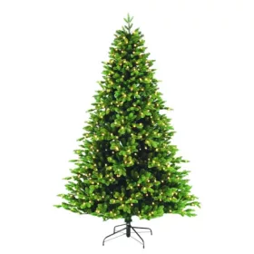   LED-es műfenyő 240 cm, 550 db melegfehér LED, 8 fényprogrammal, 3D+2D tűlevelekkel, fém talppal