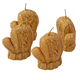  Kötött kesztyűcske, metál adventi gyertya készlet 7 x 6cm - Arany