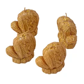   Kötött kesztyűcske, metál adventi gyertya készlet 7 x 6cm - Arany