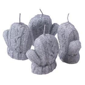   Kötött kesztyűcske, metál adventi gyertya készlet 7 x 6cm - Ezüst