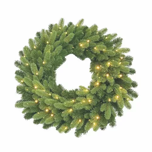 LED-es műkoszorú 60 cm, 50 db melegfehér LED, 8 fényprogrammal, 3D+2D ágakkal és időzítővel