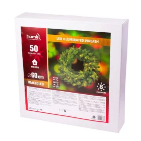   LED-es műkoszorú 60 cm, 50 db melegfehér LED, 8 fényprogrammal, 3D+2D ágakkal és időzítővel