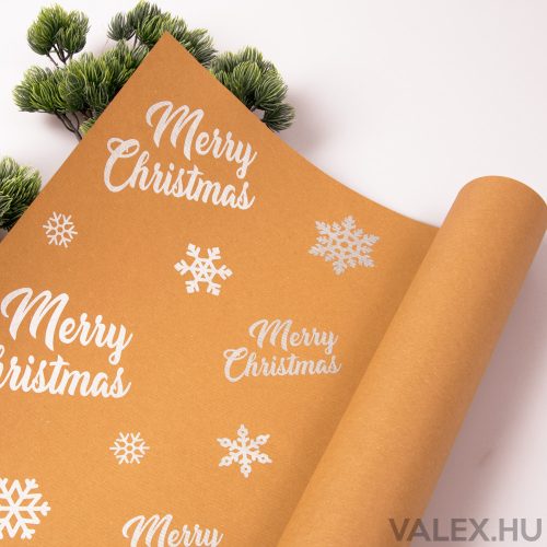 Ezüst "Merry Christmas" feliratos kraft papír 61 x 43cm (19db.)