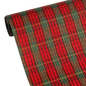   Karácsonyi skótkockás dekorációs anyag, asztali futó, 28cm x 2.7m