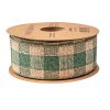 Kockás vászon szalag drótos szegéllyel 40mm x 10m - Zöld/Ekrü