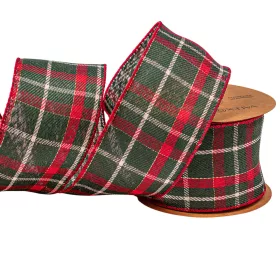 Christmas tartan ribbon with wired edge 63mm x 10m