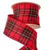 Christmas tartan plush ribbon with wired edge 63mm x 10m
