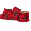 Christmas tartan plush ribbon with wired edge 63mm x 10m