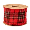 Christmas tartan plush ribbon with wired edge 63mm x 10m