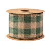 Kockás vászon szalag drótos szegéllyel 63mm x 10m - Zöld/Ekrü