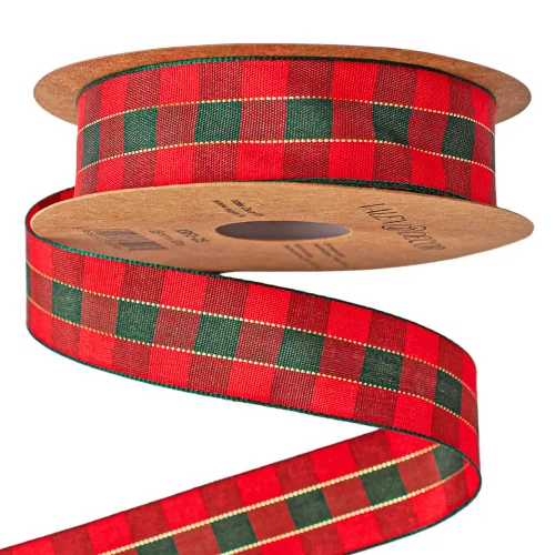 Karácsonyi skótkockás szalag 25mm x 10m