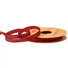Plaid ribbon 10mm x 10m - Red/Black