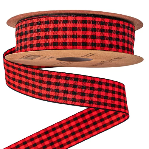 Kockás szalag 25mm x 10m - Piros/Fekete