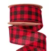 Plaid ribbon with wired edge 45mm x 10m – Red/Black