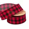 Plaid ribbon with wired edge 45mm x 10m – Red/Black