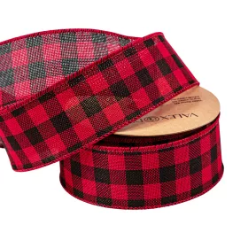 Plaid ribbon with wired edge 45mm x 10m – Red/Black
